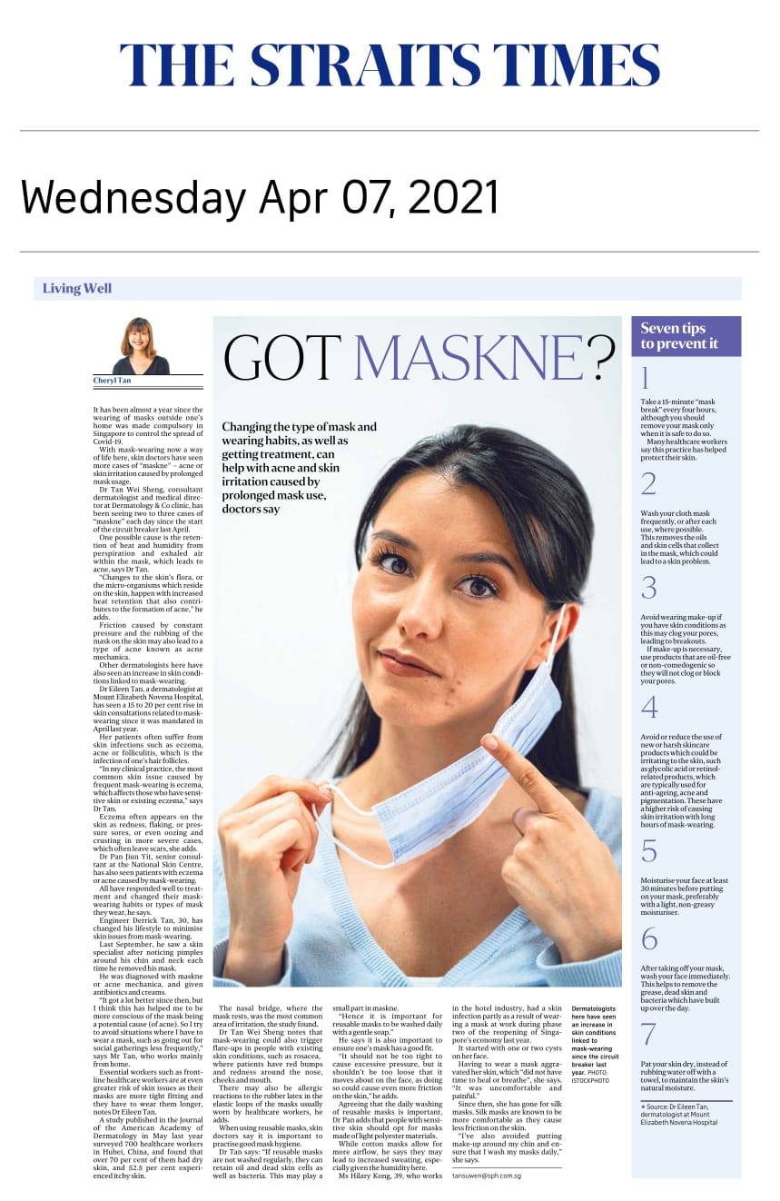 Got Maskne? - Published in The Straits Times April 7, 2021